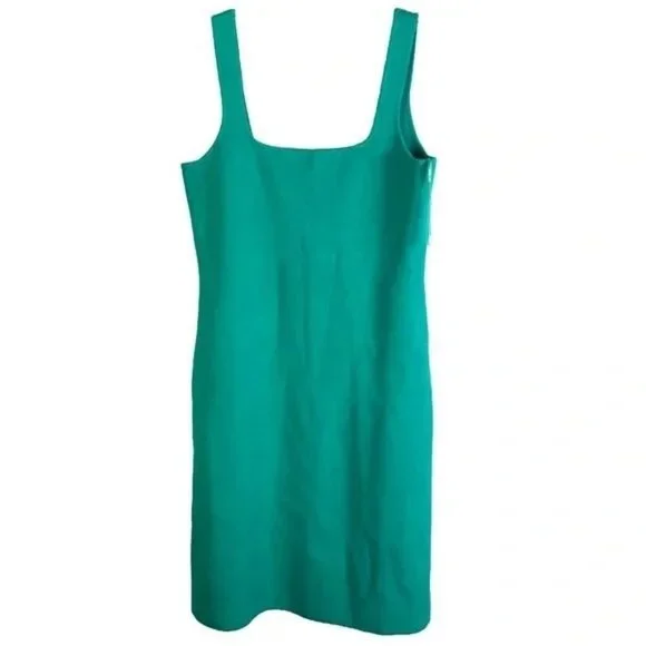 J. Crew Square Neck Knit Green Sleeveless Mini Dress - Picture 4 of 7